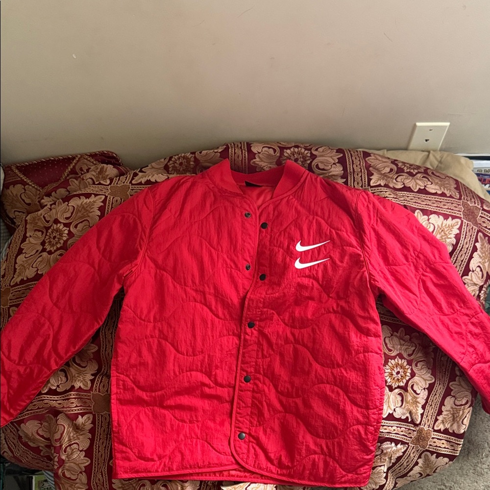 Nike Red Quilted Jacket with White Logo